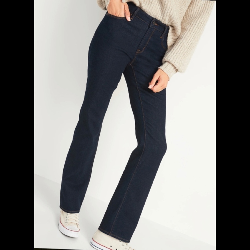 Old Navy Mid-Rise Kicker Boot-Cut Dark-Wash Jeans for Women